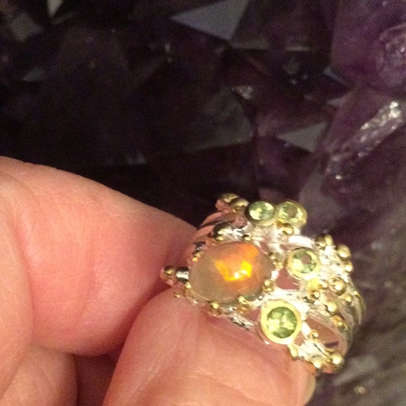 Surrealistic Genuine Firery Opal Ring - Picture 13 of 14